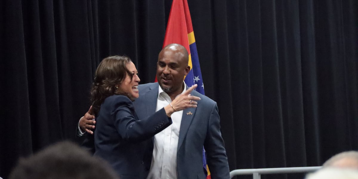 Photo: wtva.com Kamala Harris visits Columbus to rally support for Scott Colom