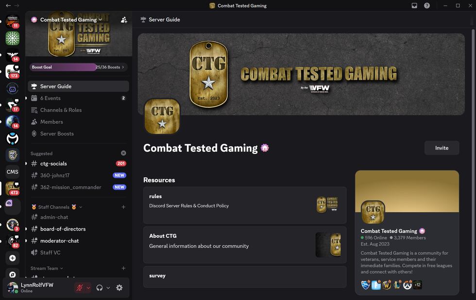 Combat Tested Gaming is a Discord server kickstarted by the Veterans of Foreign Wars to bring...