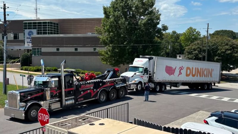 Dunkin' truck breaks down in front of the Pelham Police Department