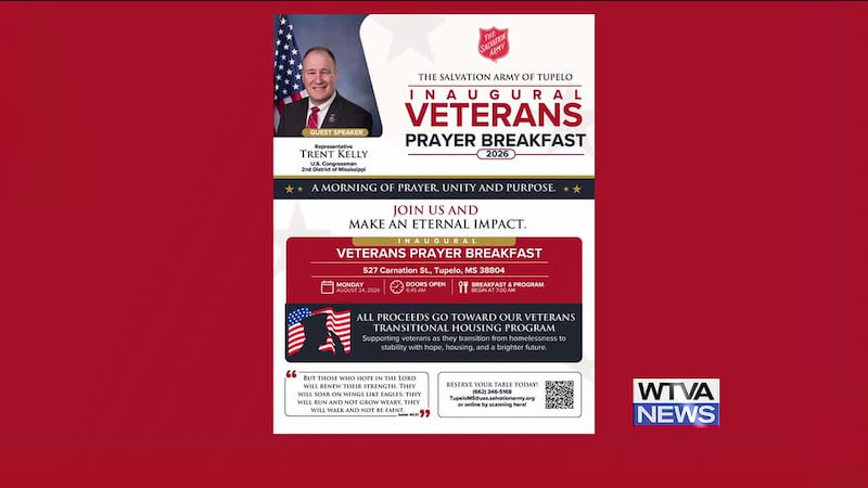 The first-ever Veterans Prayer Breakfast is being hosted by the Salvation Army of Tupelo on...