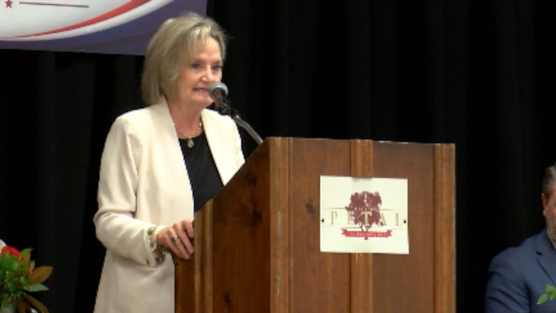 Sen. Cindy Hyde-Smith speaks at the annual Mayor's Prayer Breakfast in Petal Friday.