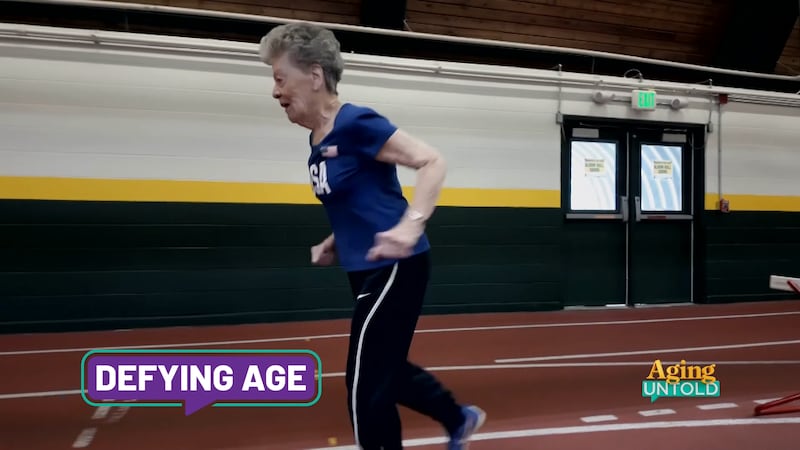 Flo Meiler began competing in track and field at age 60. She is now 91 and holds two world...