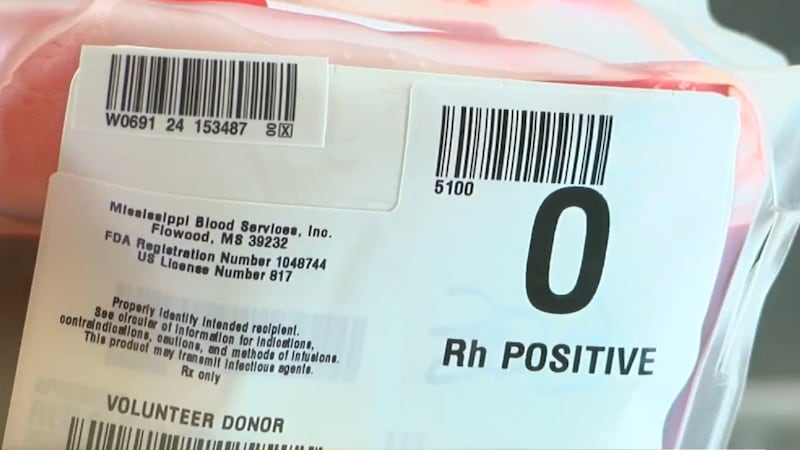 A donor donated their O positive blood to Mississippi Blood Services.