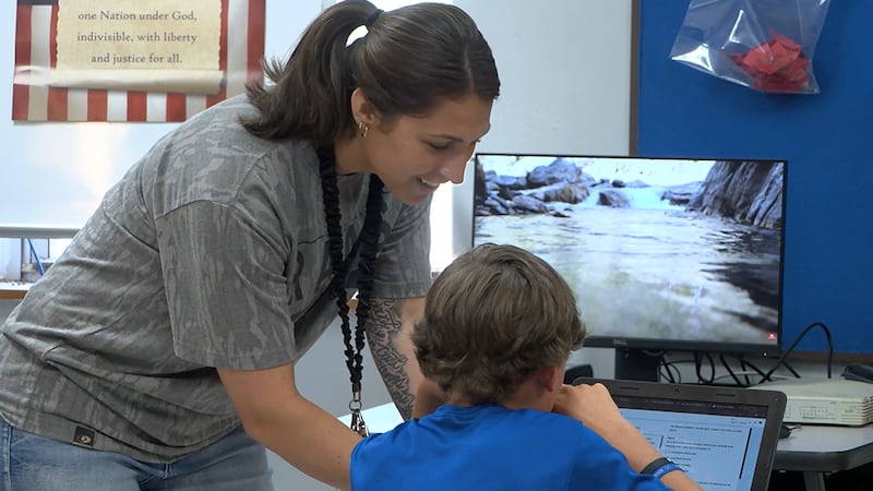 An educator and a student get back into their routines at Vardaman Attendance Center.