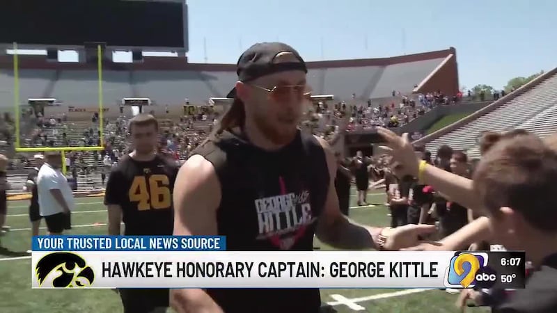 Former University of Iowa tight end George Kittle will serve as honorary captain Saturday when...