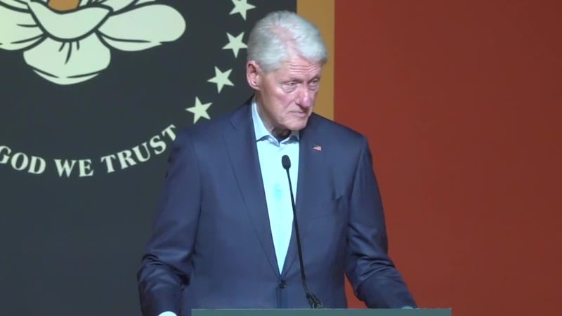 Former President Bill Clinton spoke at a Democratic rally in Tupelo on Friday evening.